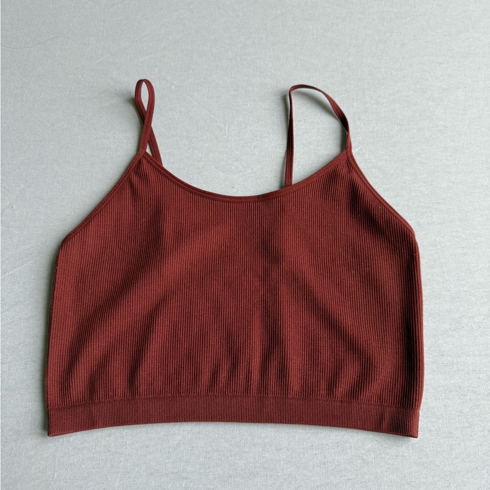 Burnt Orange Ribbed Crop Top